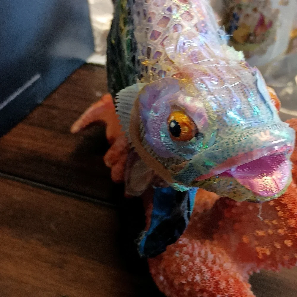 Colorful Fish Sculpture and coral